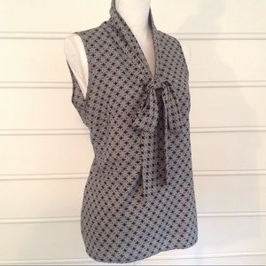 Geometric Print Silky Black Blouse Banana Republic